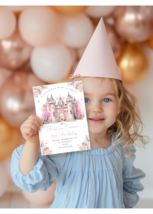 Editable Pink Princess Castle Birthday Invitation Template with Matching Smartph - £9.58 GBP