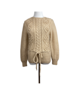 Vintage Hand Knit Sweater Womens M (S) Drawstring Waist Chunky Open Knit... - £47.00 GBP