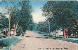 Crane Hudson Wisconsin Vine Street 1918 Postcard 20-6015 - $5.03