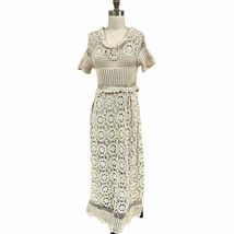 VTG Crocheted Maxi Dress Ecru Cotton Size  S/M Edwardian Style 1910s - £134.85 GBP