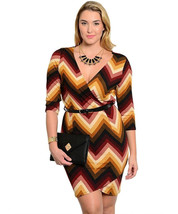 Janette Plus Ladies Sheath Dress Chevron-Print Brown Plus Size 2XL - £23.22 GBP