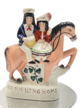 Antique Staffordshire Titled couple on horse Returning Home Figure 19th Century - £68.64 GBP
