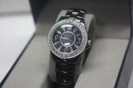 Women&#39;s JUDITH RIPKA Black Ceramic Watch J263128 S.Steel Back Diamonique Bezel - £179.37 GBP