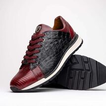 Portici Genuine Crocodile and Lizard Fashion Sneaker Wine / Black image 2