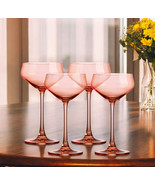 Set of Four Coral Crystal Shallow Bowl Stemmed Coupe - $4,548.89 MXN