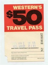 Western Air Lines $50 Travel Pass 1981 - £14.70 GBP