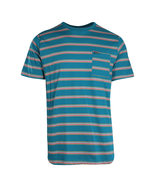 Volcom Men&#39;s T-Shirt Ocean Teal Striped S/S Tee (S33) - £13.12 GBP