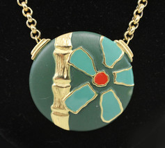 Vintage Bamboo Motif Costume Pendant Necklace - £14.08 GBP