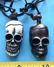 2 pendant resin human skull Ifugao Filipino tribal necklaces - $12.50
