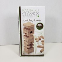 Classic Block Tower Tumble Tumbling Stacking Blocks Wooden Game Set Bamboo - $14.48