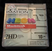 New Sealed IBM Imation Neon 2HD MAC Diskettes Set of 10  Formatted - $11.67