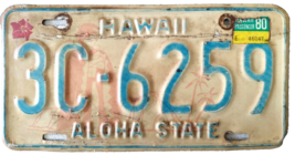 1980 Hawaii License Plate 3C-6259 KIng Diamond Head Palm TreeTiki Bar Su... - £29.82 GBP