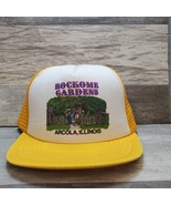 Vintage Rockome Gardens Trucker Hat Arcola, IL EUC - RARE - Yellow Snapback - £46.70 GBP