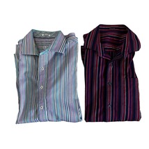 Bugatchi Uomo Striped Long Sleeve Button Front Shirts Lot of 2 Men&#39;s Siz... - $14.69