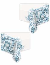 Coastal Blue &amp; White Coral Reef Plastic Table Cover, 54&quot; x 84&quot; (2 Pack) - £7.16 GBP