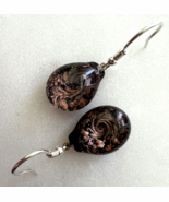 Murano Glass, Handcrafted Unique Jewelry, 925 Sterling Silver Black Earr... - $54.57 CAD