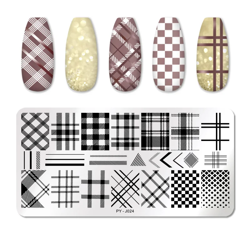 House Home PICT YOU Check Pattern Nail Stamping Plates Stainless Steel Nail idea - £20.10 GBP