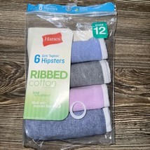 Hanes Girl&#39;s Ribbed Cotton Hipsters tagless Panties  -  4pair  -  Size 12 - £4.79 GBP