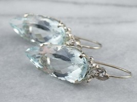 3.00Ct Pear Cut Aquamarine Drop/Dangle Earrings 14K White Gold Plated - £96.21 GBP