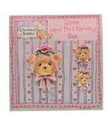 Enesco Cherished Teddies Love Lapel Pin &amp; Earring Set 1995 Bear Rose Bow... - $285.92 MXN