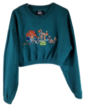 FOREVER 21 Space Jam Cropped Top Womens Medium Dark Green Tune Squad Pullover - £17.09 GBP