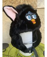 FURBY Fluffy Black Furry Pink Ears HAT with Ties 1999 Hasbro, Inc. NWT - $300.70