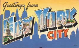 Greetings From New York City Vintage Postcard PM 1953 Westport CT E26 - £5.63 GBP
