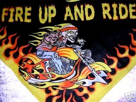 RIDER FIRE UP &amp; RIDE DETAILED SKELETON BIKER DUDE MOTORCYCLE BANDANA HAN... - $100.74 MXN