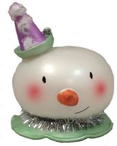 Big Top Christmas Jolly Green Snowman Head With Hat Ornament - $11.86