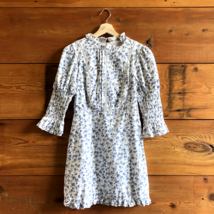 S - Laura Ashley X Urban Outfitters White Blue Floral Print Mini Dress 0425GN - £43.15 GBP