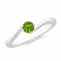 ANGARA 4mm Natural Peridot Solitaire Ring in Sterling Silver for Women, Girls - £121.14 GBP+