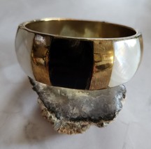 Vintage Bangle Bracelet Quartz and Copper  Black and White - £15.79 GBP