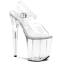 PLEASER Sexy Stripper Dancer Shoes Clear Tall Platform 8&quot; High Heels FLAM808/C/M - £49.65 GBP