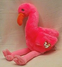 Ty Original Beanie Buddies Pinky Flamingo Beanbag Plush Toy Swing Tush Tags b - £23.58 GBP