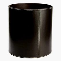 Shwaan Cylindrical Round Leather Trash Can Harness Leather basket home o... - $198.00+