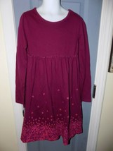 L.L. Bean Long Sleeve Burgundy W/Flower Print Dress Size 8 Girl&#39;s EUC - £14.31 GBP