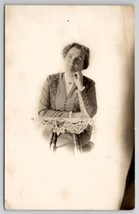 RPPC Older Woman with her Thoughts Studio Photo c1910 Postcard E23 - £6.91 GBP