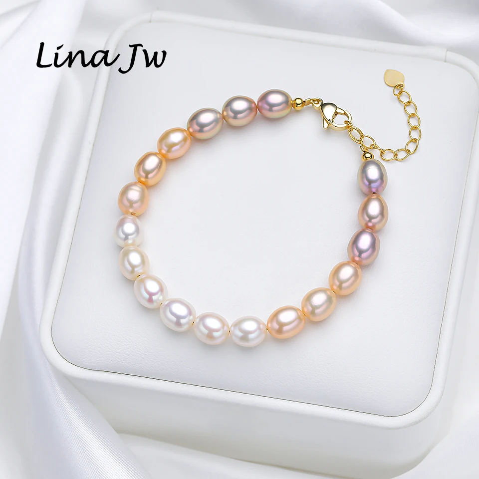 Natural Freshwater Pearl Handwork  Bracelet Jewelry for Women Fashion Colorful M - £18.87 GBP
