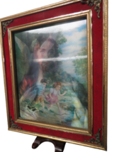Vintage Framed Hologram Of Jesus Angel Watching Over Children 14&quot;L x 17&quot; Tall - £39.38 GBP