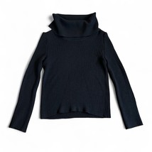 VTG St. John Women’s Turtleneck Mock Cowl Neck Sweater Sz 2 Black Santan... - $98.95