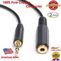 2pcs Gold 6FT Stereo Headphone 3.5 mm Male/Female Audio Extension Cable, Black - £19.58 GBP