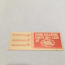 Vintage defunct Hills department store advertising Bookmark price list - $19.75