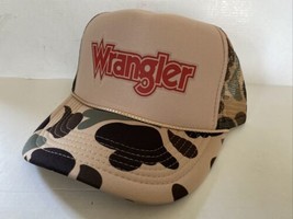 Vintage Wrangler Jeans Hat Trucker Hat Camo Hunting Cap Hat Snapback - $17.56
