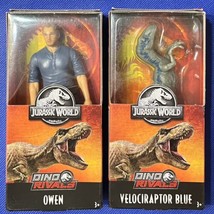 2x Jurassic World Action Figure: Dino Rivals Owen +Blue Velociraptor Mattel 2019 - £52.72 GBP