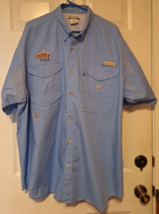 Columbia PFG  Shirt Mens XL Blue SS Fishing Vented CCA Texas Star Academy Sports - £12.50 GBP