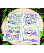 Ebros All About Wine Hosting Kitchen Decorative Ceramic Coaster Set Of 4 - $23.42 CAD