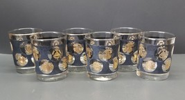 Set Of 6 Vtg Libbey Gold &amp; Black Cocktail Glasses - £95.01 GBP