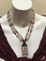 Vin Tage Rose Quartz Beads Sterling Silver Navajo Beads Necklace 18” - £176.20 GBP