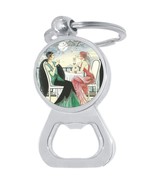 Elegant Evening Tea Bottle Opener Keychain - Metal Beer Bar Tool Key Ring - $10.77