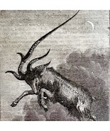 1880 Macedonian Goat Napoleonic Horn Antichrist Victorian Wood Engraving... - $79.99